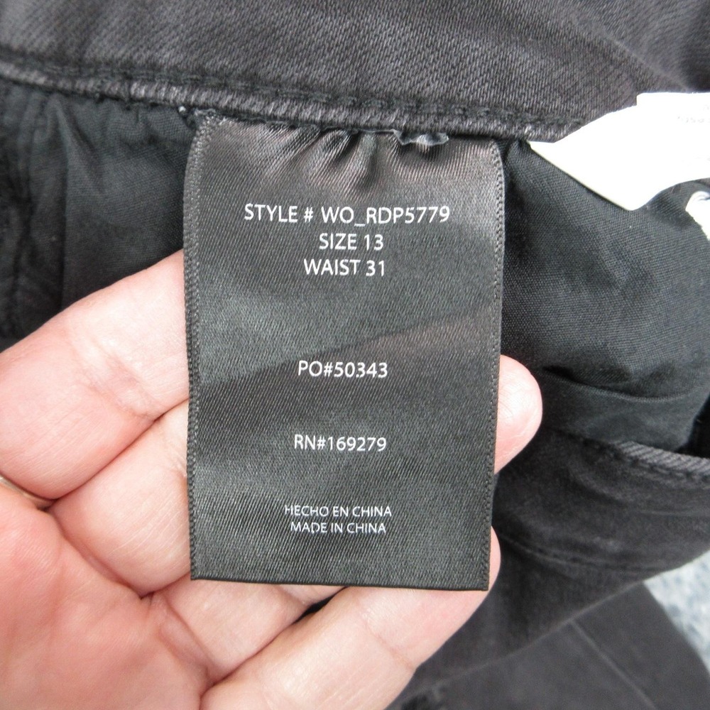 Risen Jeans Jeans Womens 13 Black Wide-Leg High Rise Distressed 31x34.5* NWT - Picture 12 of 16